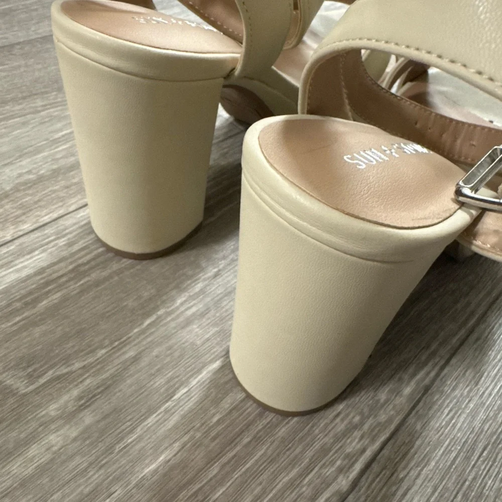 Sun + Stone Lillah Block heel Platform Dressy Sandals in Bone